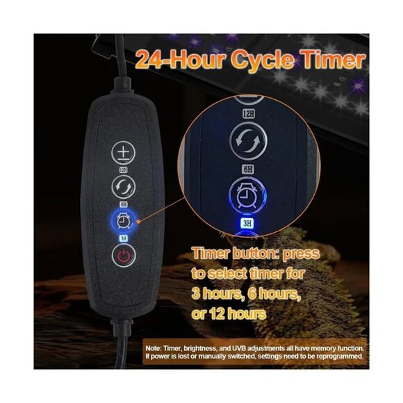 22″ LED UVB Reptile Light Bar – 26W, Adjustable 10.0–20.0, Timer & Dimming - Picture 3 of 4